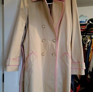 Coach Beige Pink Trim Trench Coat L